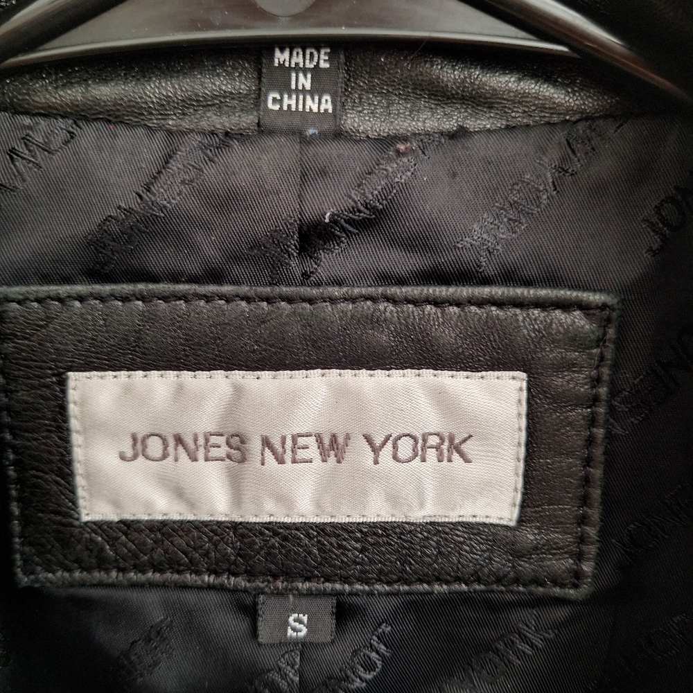 JONES NEW YORK Black Soft Leather Women's Blazer size S